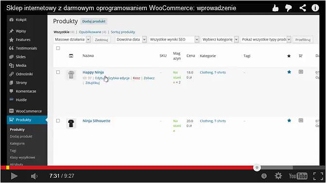 Przewodnik video: WooCommerce